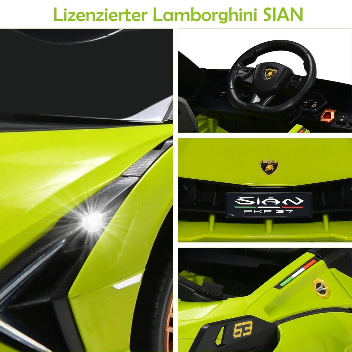 12 V Lamborghini laste elektriauto 2.4 G puldiga lasteauto 3-5km/h MP3-ga roheline