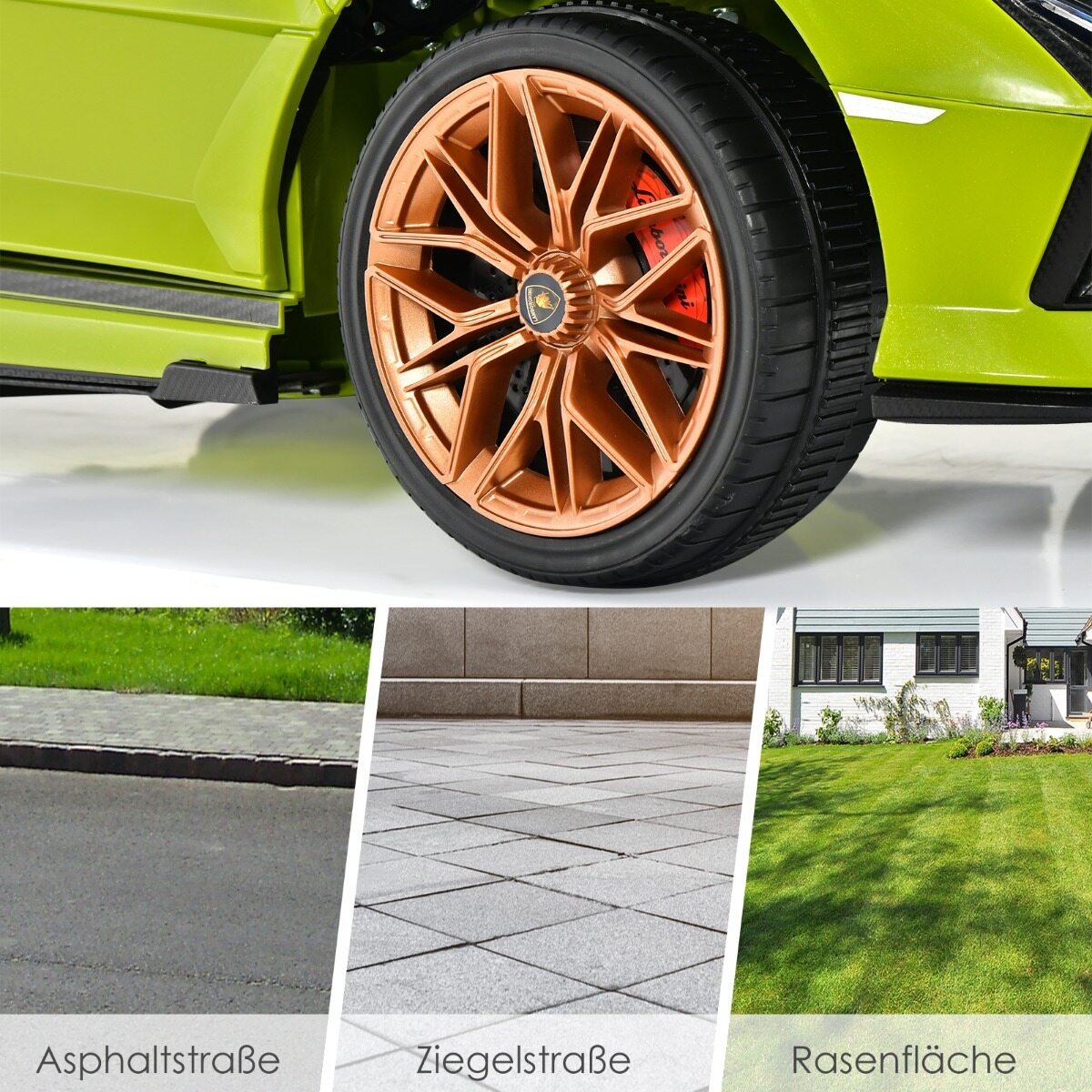 12 V Lamborghini laste elektriauto 2.4 G puldiga lasteauto 3-5km/h MP3-ga roheline
