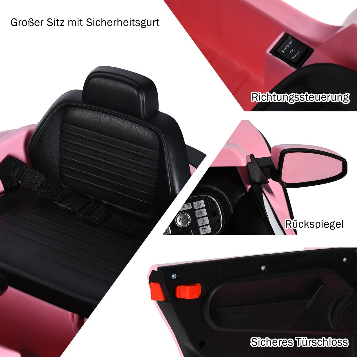 VW Beetle lasteauto muusika ja 2 valgustusrežiimiga, sh 2,4 G puldiga, roosa