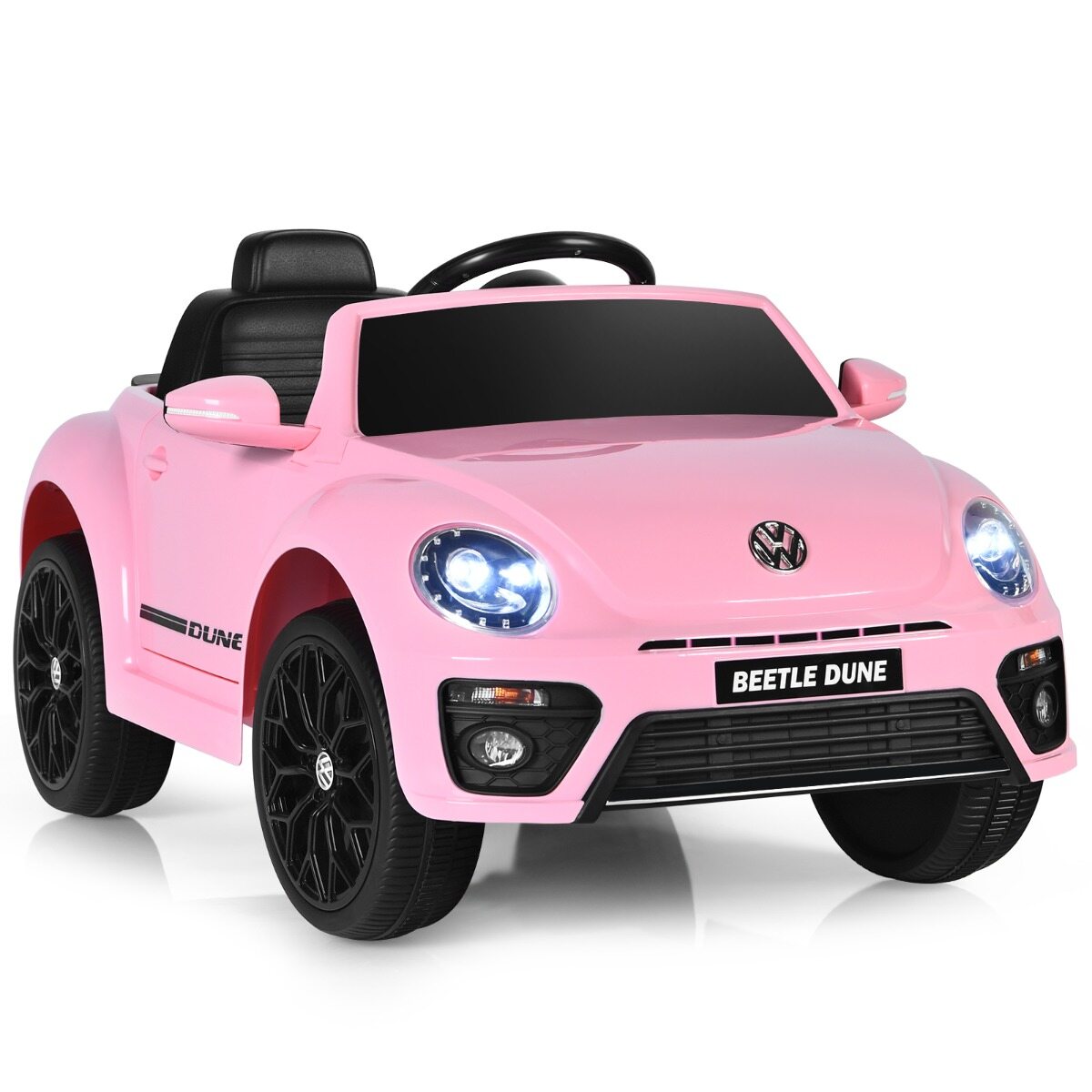 VW Beetle lasteauto muusika ja 2 valgustusrežiimiga, sh 2,4 G puldiga, roosa