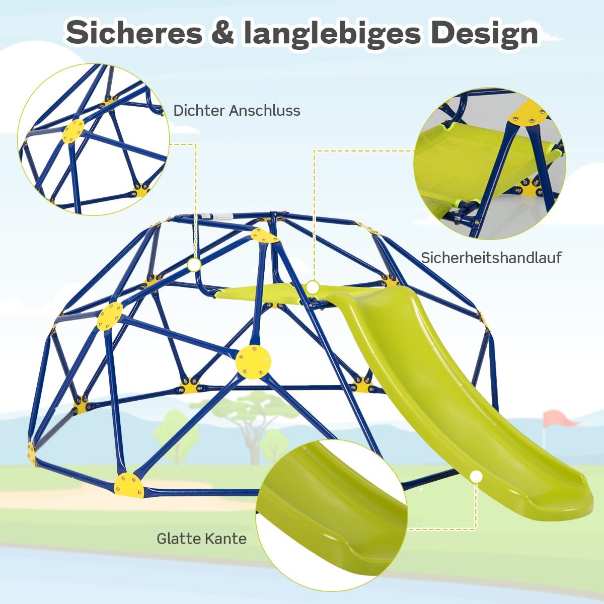 Geomeetriline kupli ronimis- ja mängukomplekt liumäega - roheline