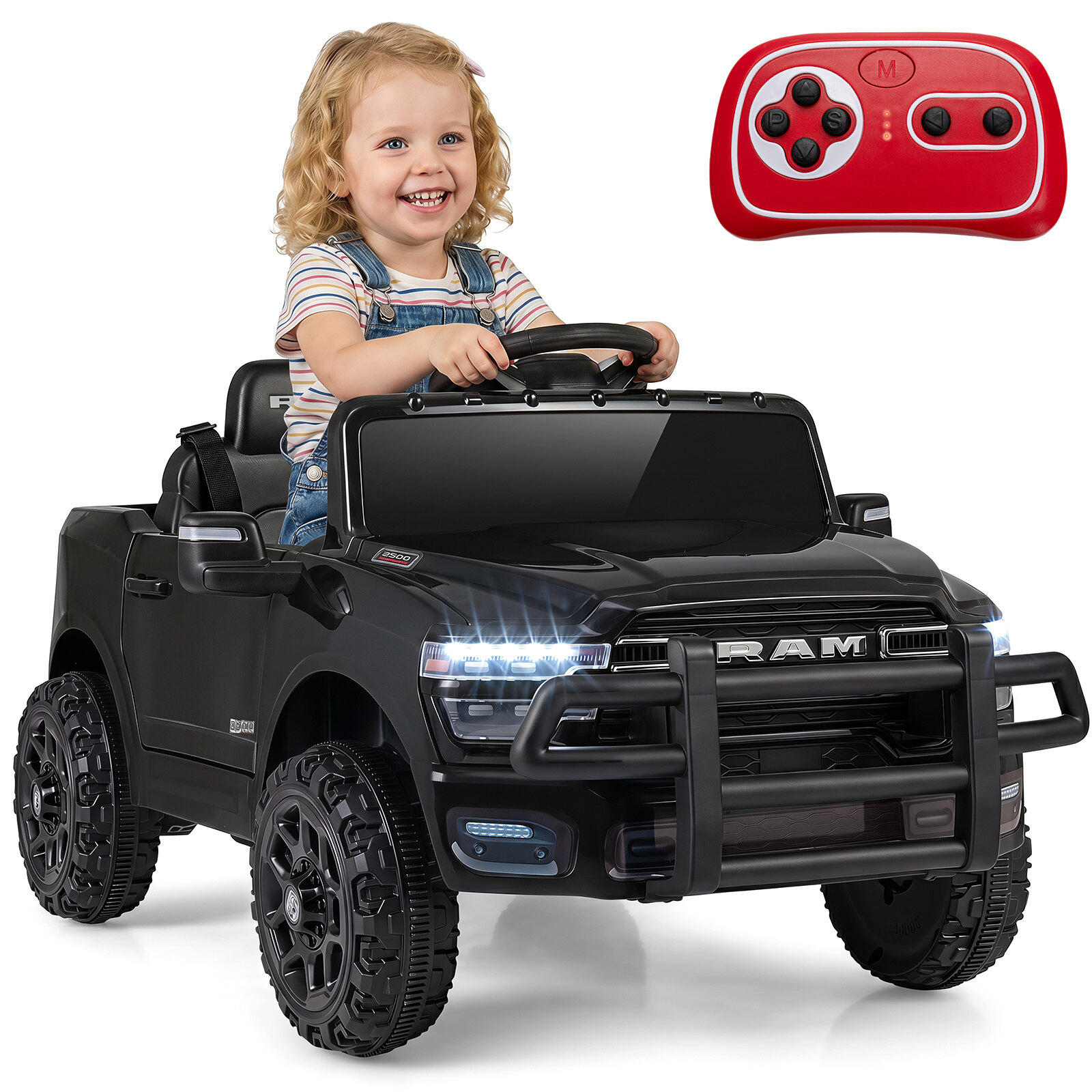 12 V laste elektriauto RAM 3500 kahe 25 W mootoriga lastele alates 3. eluaastast, 3,1–5 km/h, must