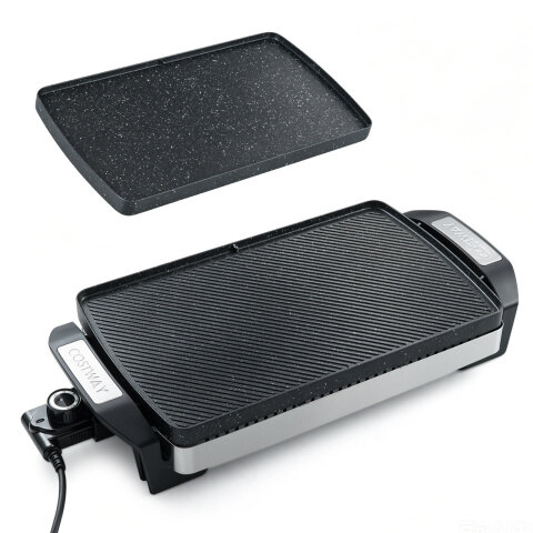 1500 W elektriline lauagrill pööratava ja mitmekülgse grillplaadiga, 41 × 25 cm, must