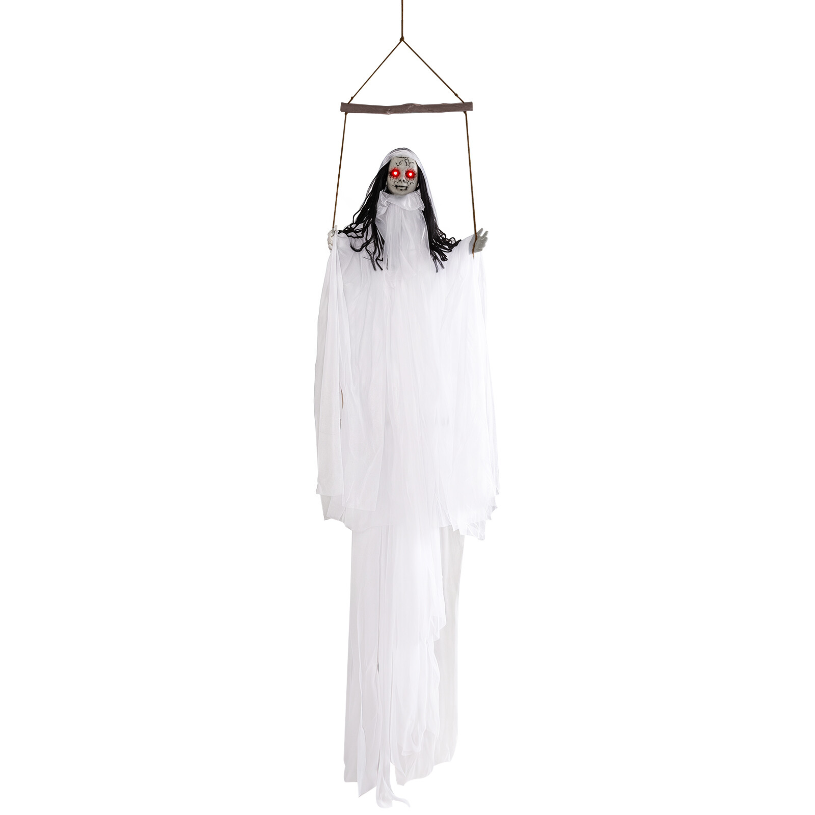 Halloweeni kaunistused helendavate silmade ja jubedate helidega