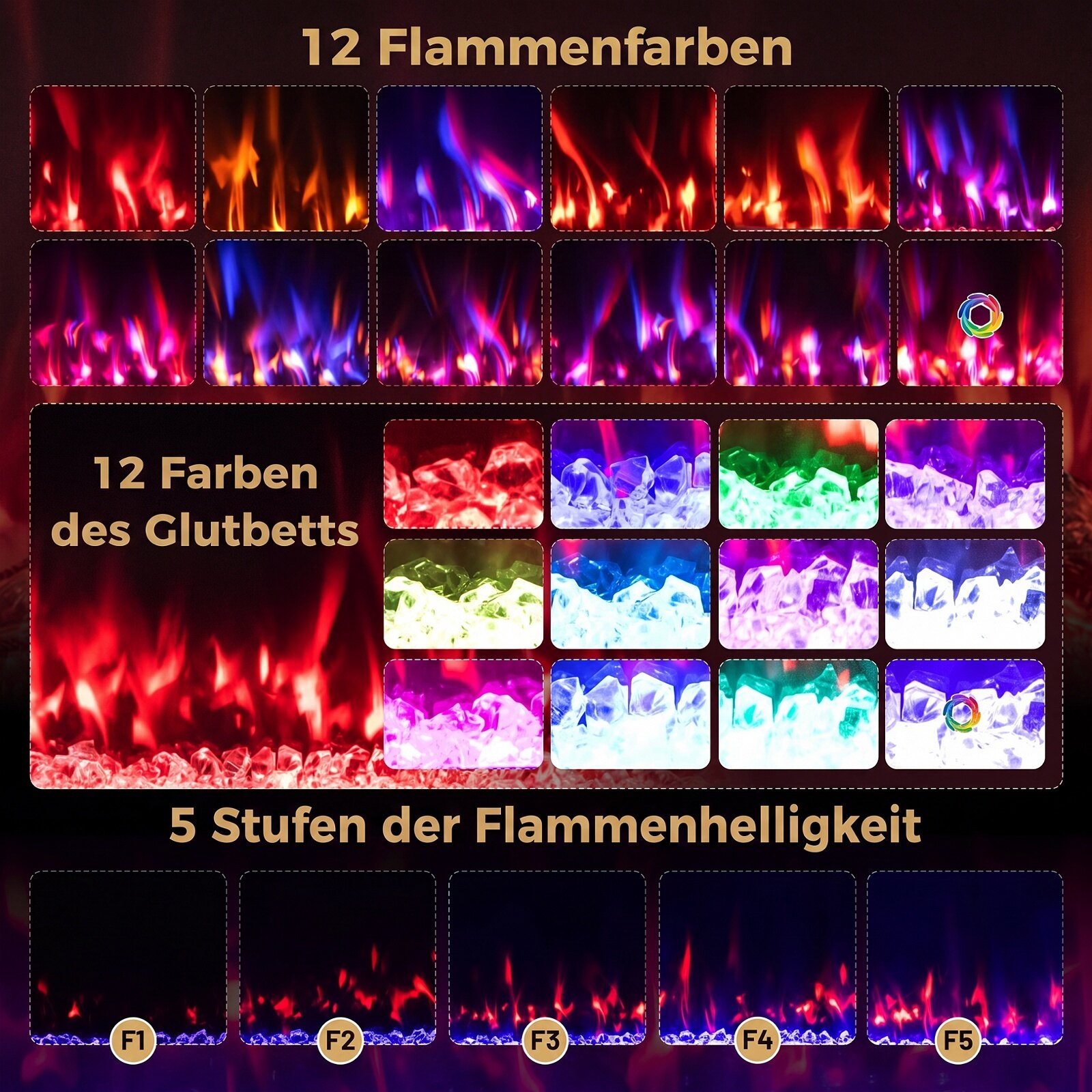 107 cm elektrikamin küttekehaga 750 W/1500 W sisseehitatud kamin puldi ja rakendusega juhtimisega WiFi