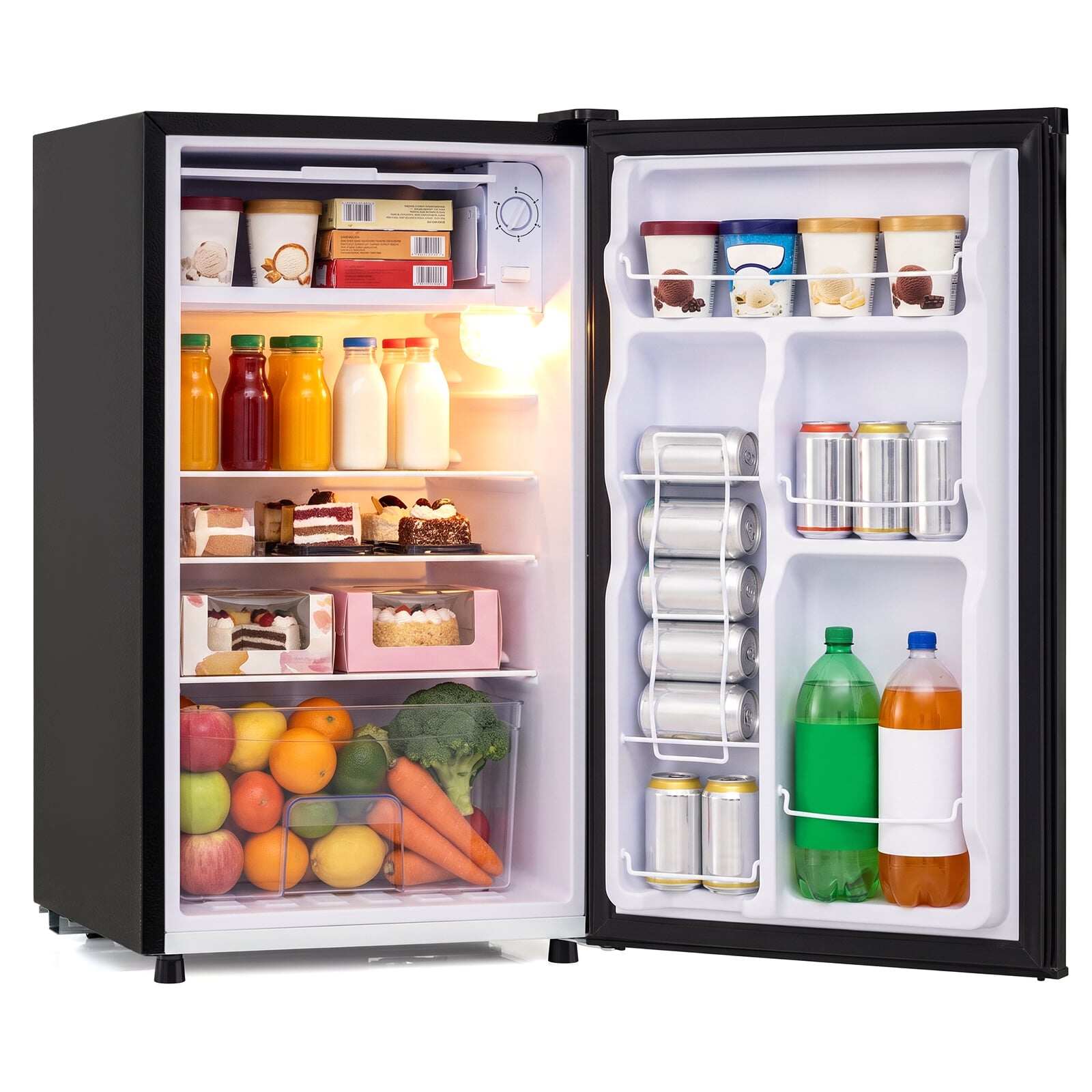 98-liitrine minikülmik 5 temperatuuri seadistusega, LED-valgustuse ja pööratava ukseavaga, must