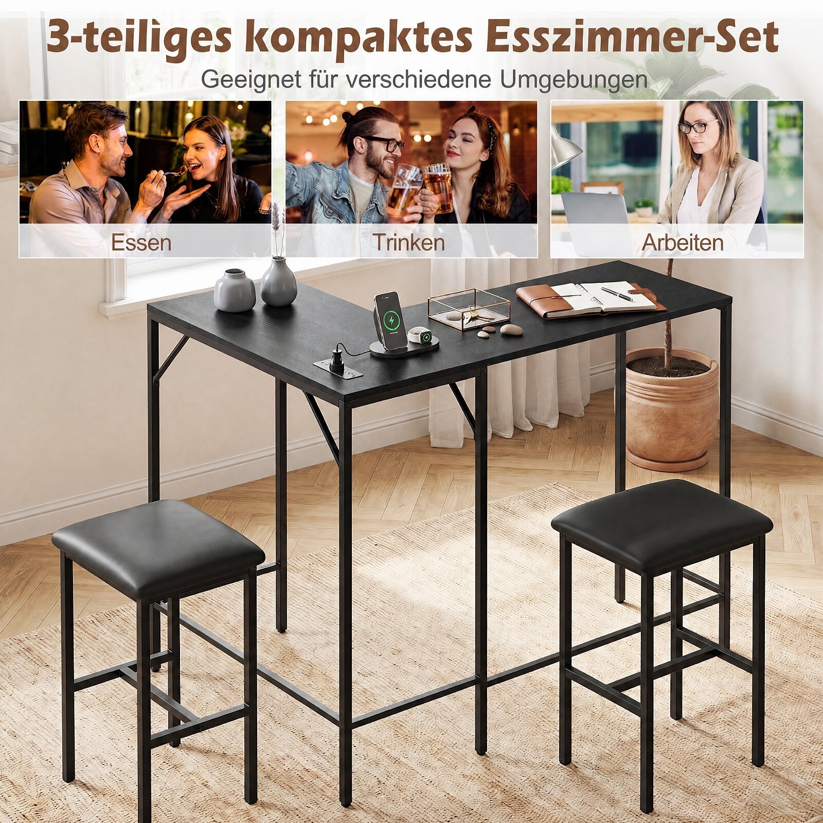 Immagine set tavolo da bar e sgabelli