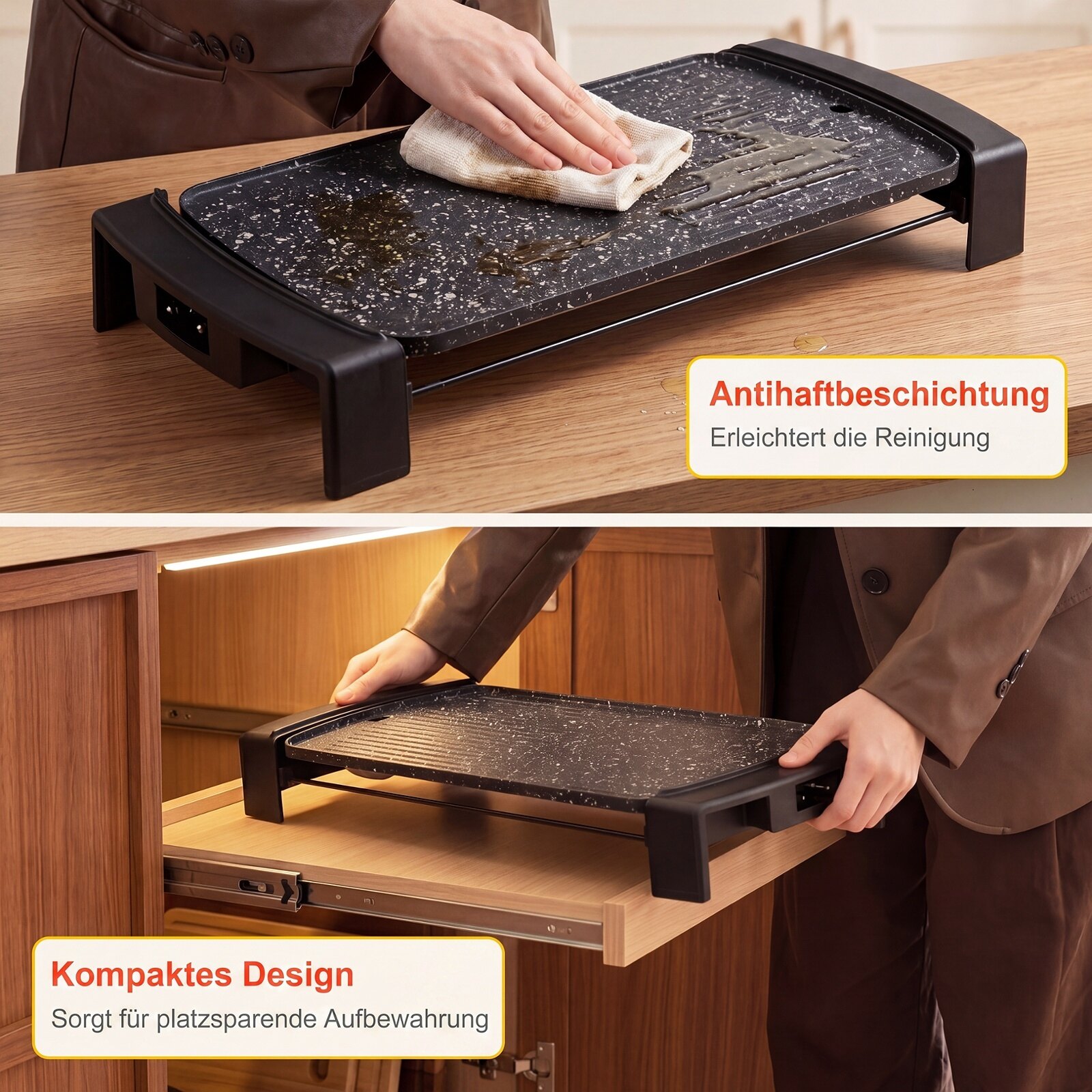 Elektrigrill 2150 W Lauagrill Elektriline kahe tsooniga sise- ja välistingimustes kasutamiseks 44 × 24 cm