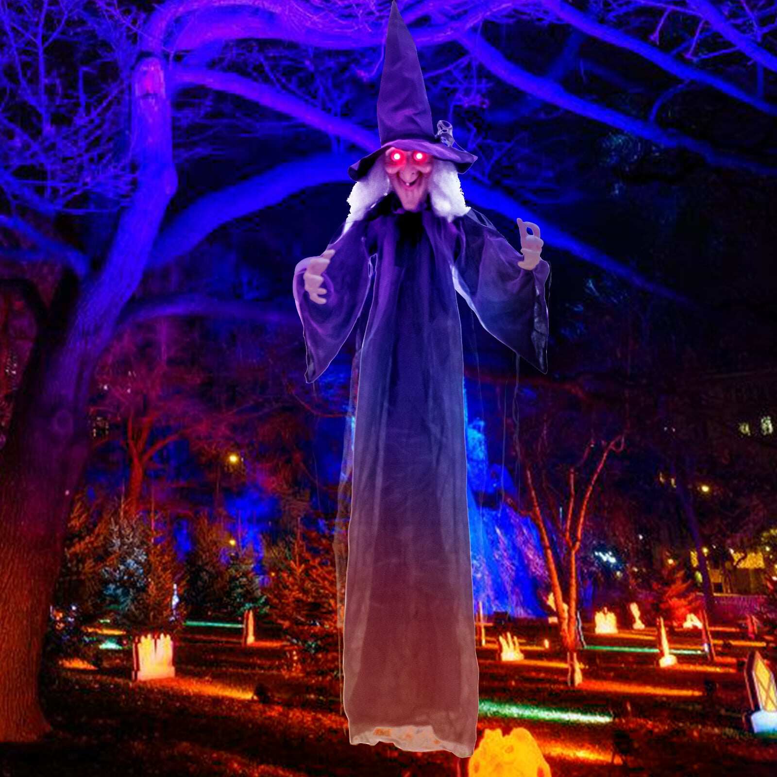 Rippuvad halloweeni kaunistused eelnevalt salvestatud fraasidega