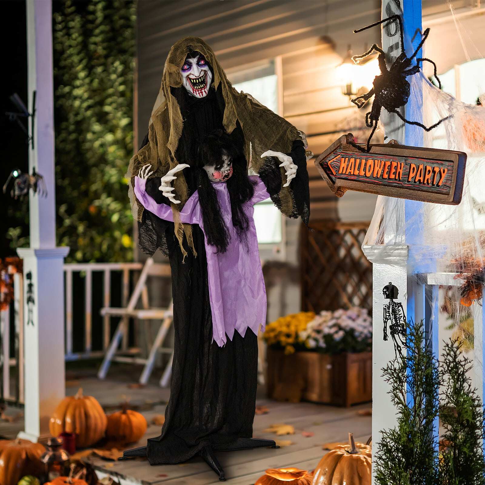 Valgustatud ja animeeritud halloweenikaunistus õuevampiir LED-valgustusega aia murule