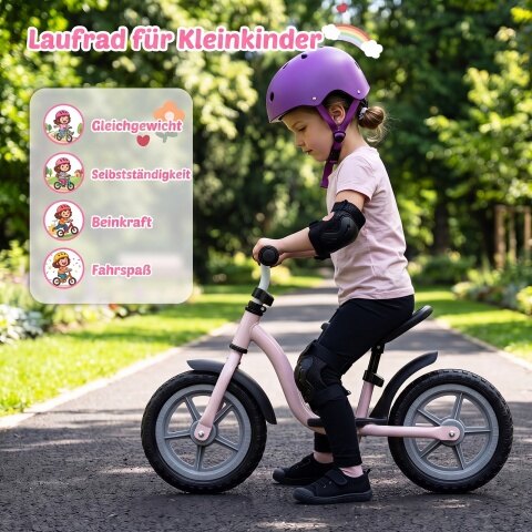 Laste tasakaaluratas mitmeotstarbelise sadula ja lenkstangiga lastele alates 3. eluaastast, roosa