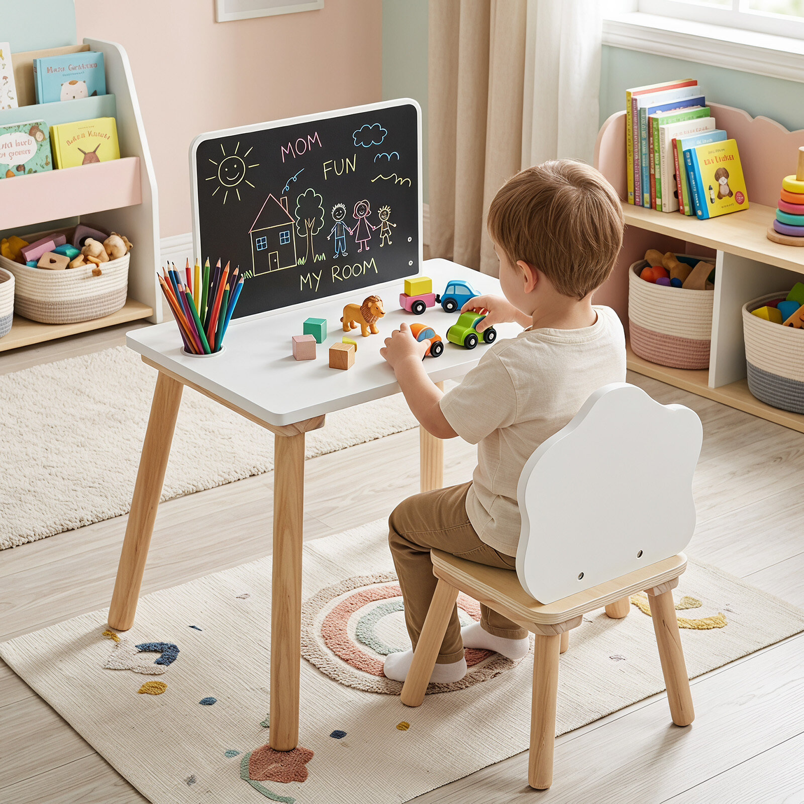 Costway Weaning Table and Chair Set with Chalkboard Costway Weaning Table and Chair Set with Chalkboard