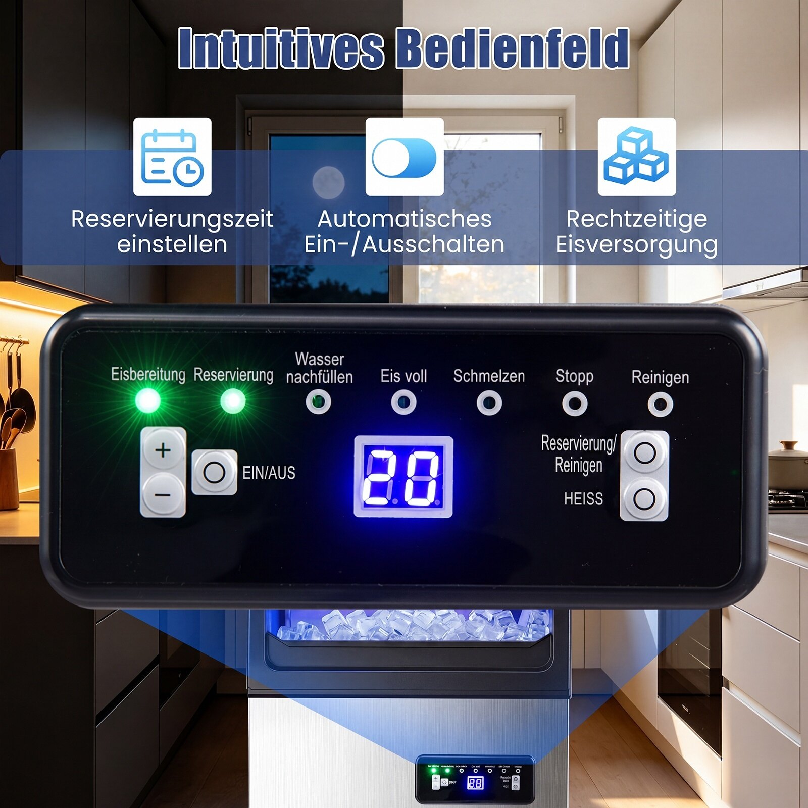 Kommertskasutusega jääkuubikumasin/jääkuubikuvalmistaja 50 kg/24 h, mahutavusega 11 kg jääd
