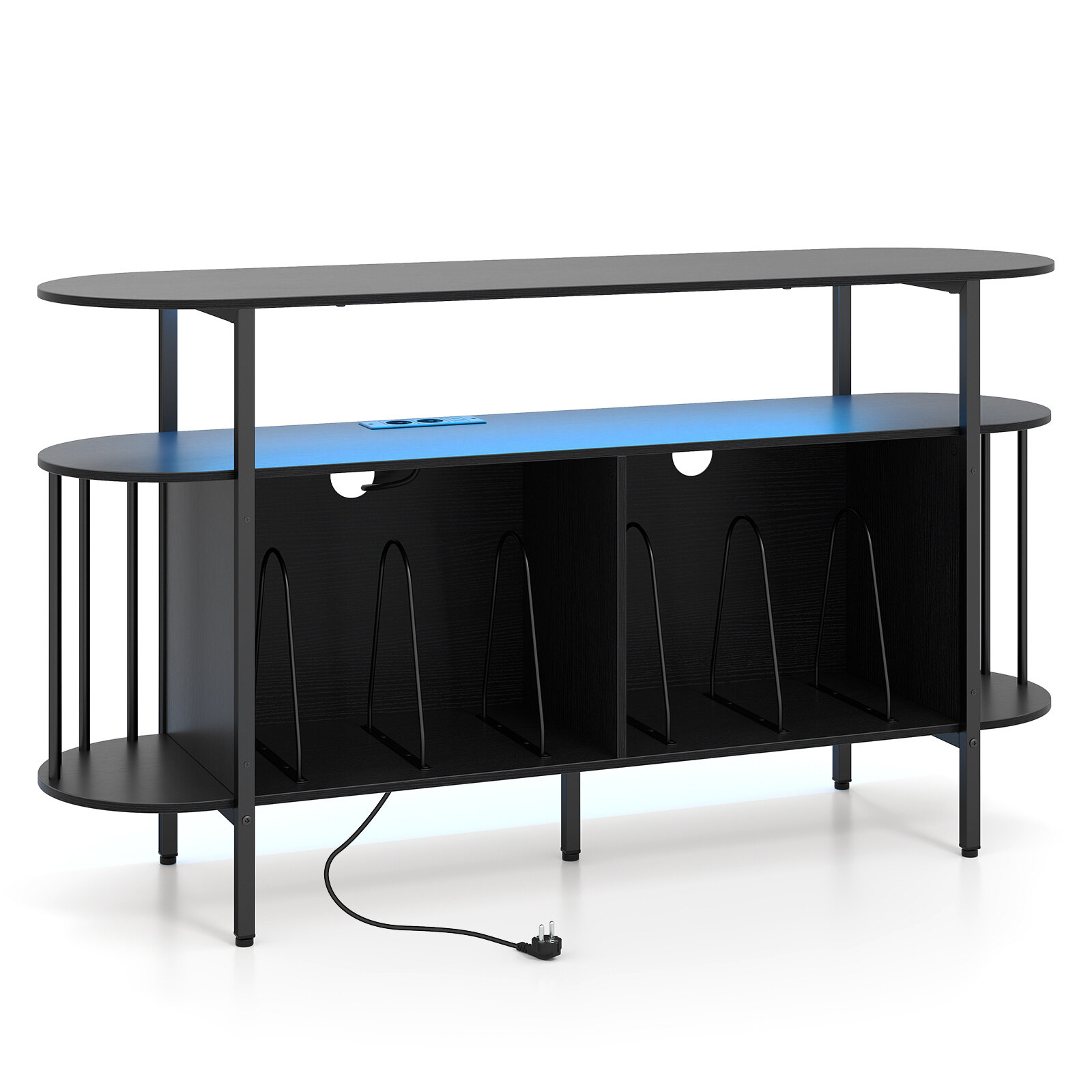 Pöördlaua alus laadimisjaama ja värviliste LED-tuledega 140 x 40 x 76 cm must