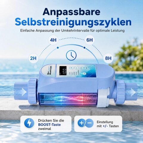 Automaatne soolaklorinaatori generaator basseinidele kuni 18 m³; soolaklorinaatori süsteem soolase veega basseinidele