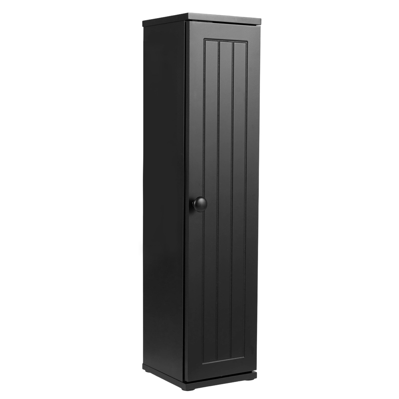 Kitsas vannitoakapp 3 eemaldatava riiuliga, 16 cm lai, must