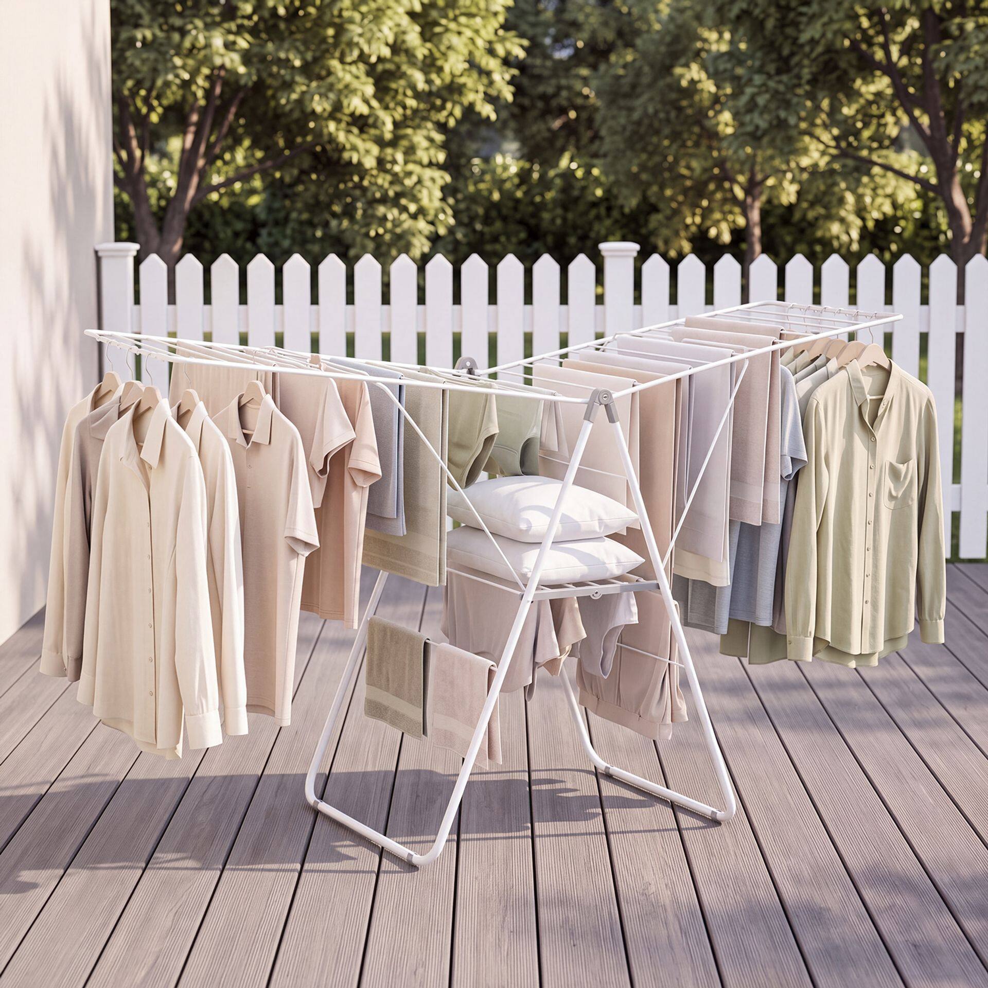 178 cm Clothes Drying Rack with 11-Level Adjustable Height 32 Bars-White 178 cm Clothes Drying Rack with 11-Level Adjustable Height 32 Bars-White