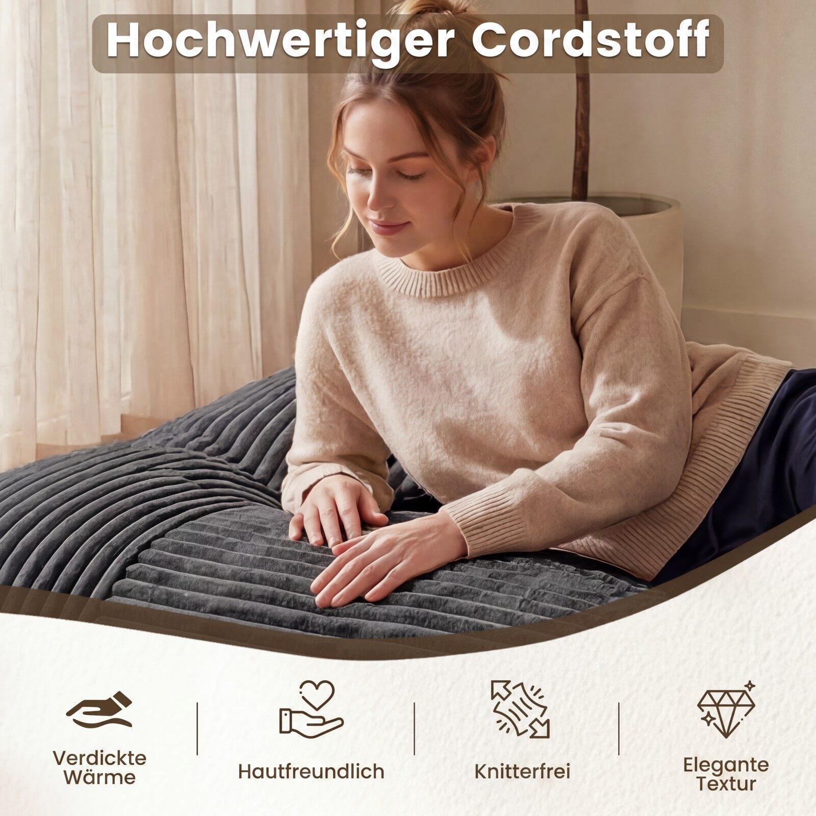 Muudetav kott-diivanvoodi masinpestava velvetist kattega – tumehall
