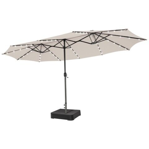 470 cm suur kahekordne terrassivari 48 päikesepatareiga LED-tule ja alusega, beež