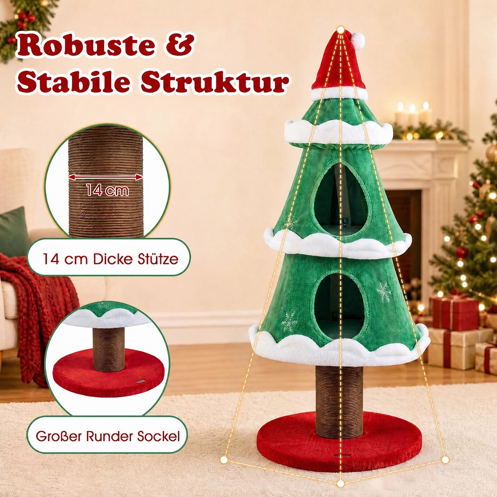 130 cm jõulupuu toakassidele - roheline