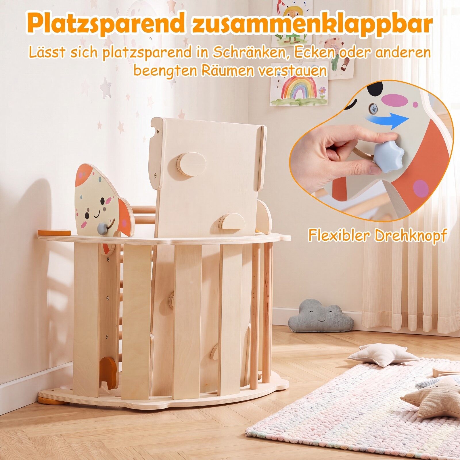 8-ühes kokkupandavad ronimismänguasjad väikelastele, raketiteemalised, looduslikud