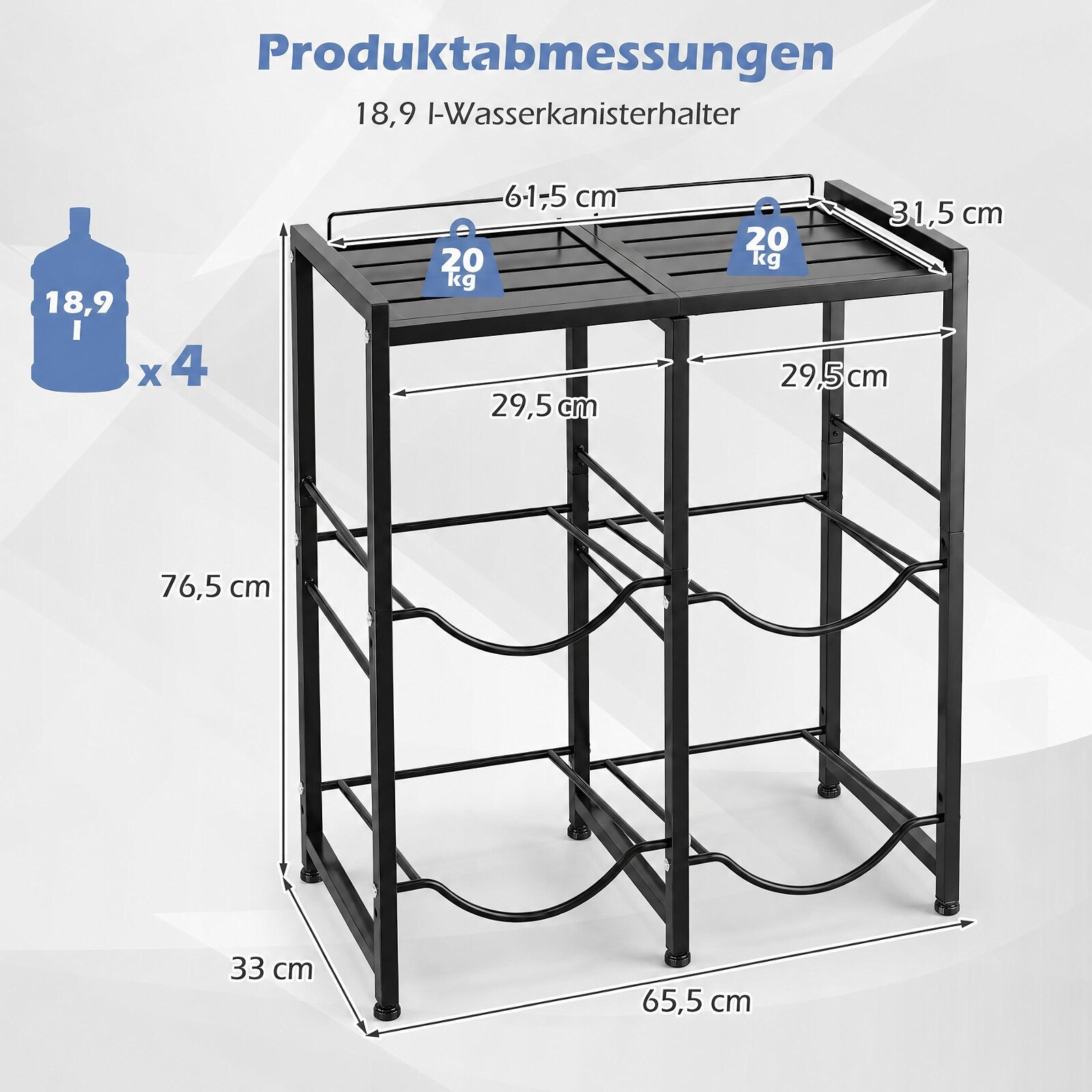5-gallonise veekannuhoidja 4 pudelile - must