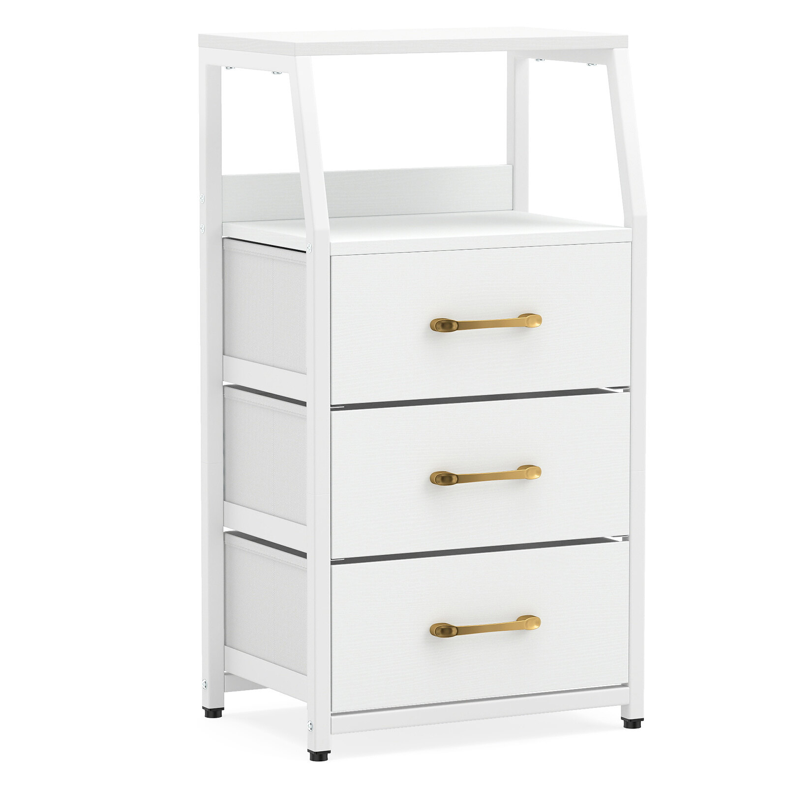 3-Drawer Storage Cabinet Vertical Storage Dresser with Detachable-White 3-Drawer Storage Cabinet Vertical Storage Dresser with Detachable-White