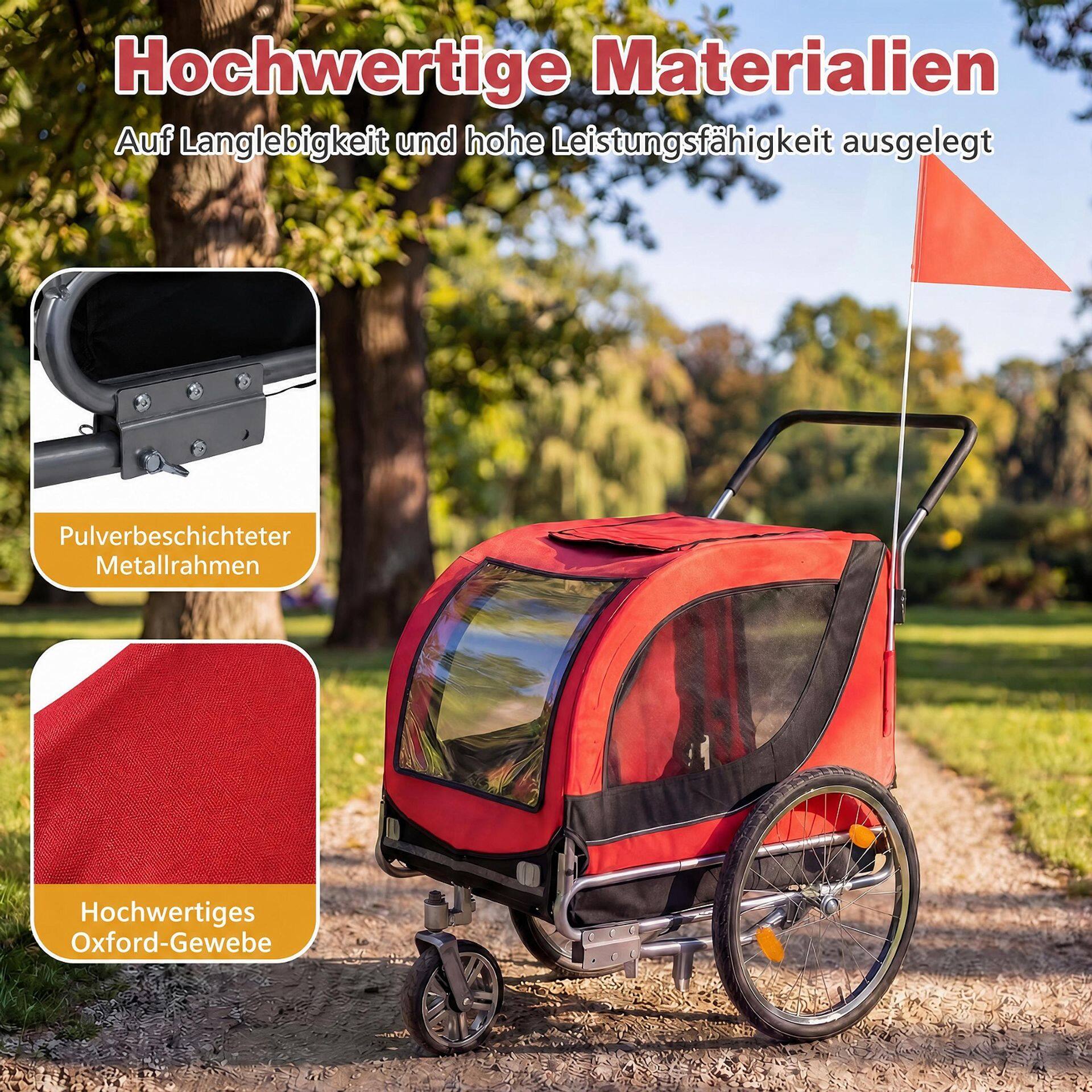 2-ühes koerahaagis universaalse jalgrattaühendusega - punane