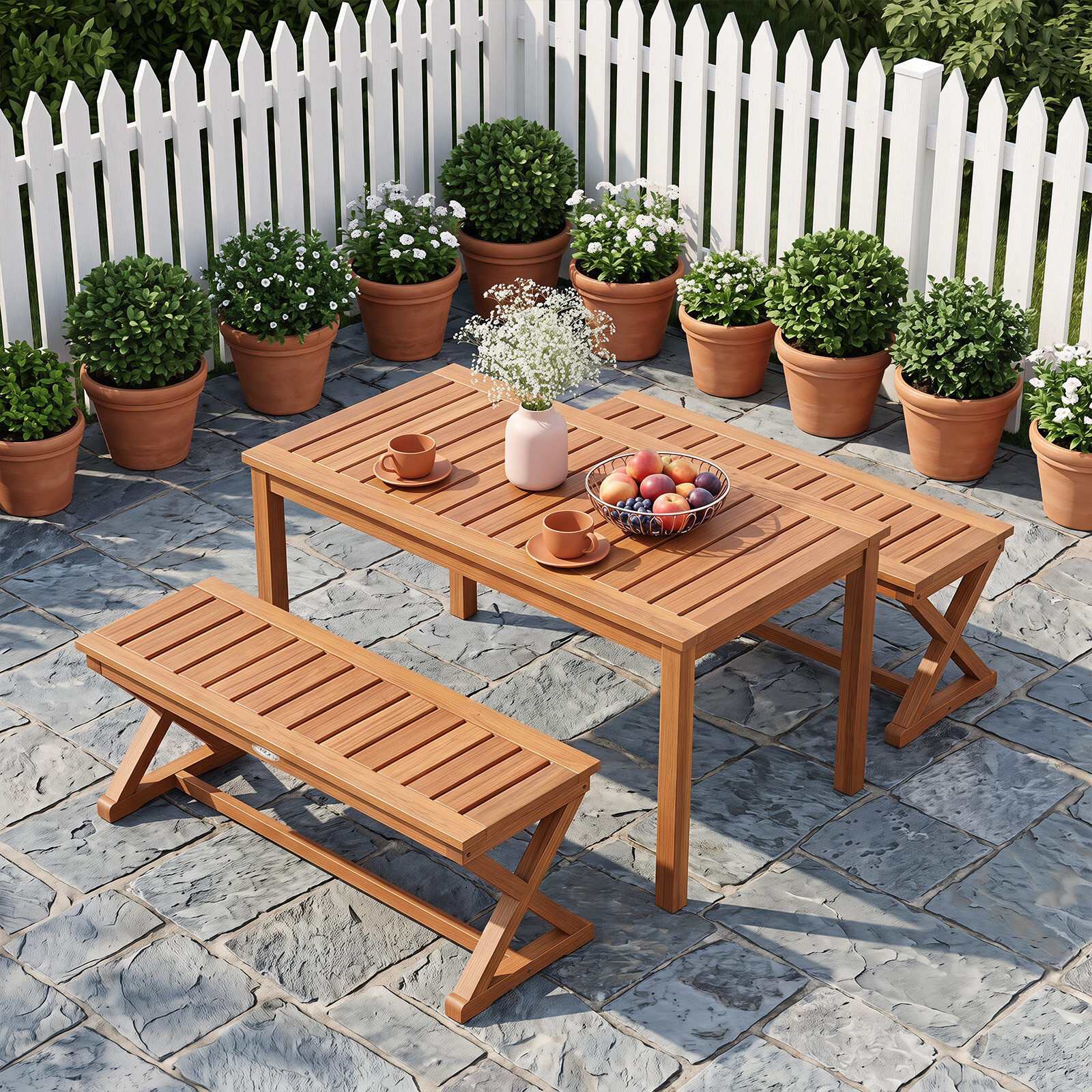 Kahekohaline 112 cm täispuidust aiapink liistudega istmega terrassile, pargile, rõdule – 1 tk