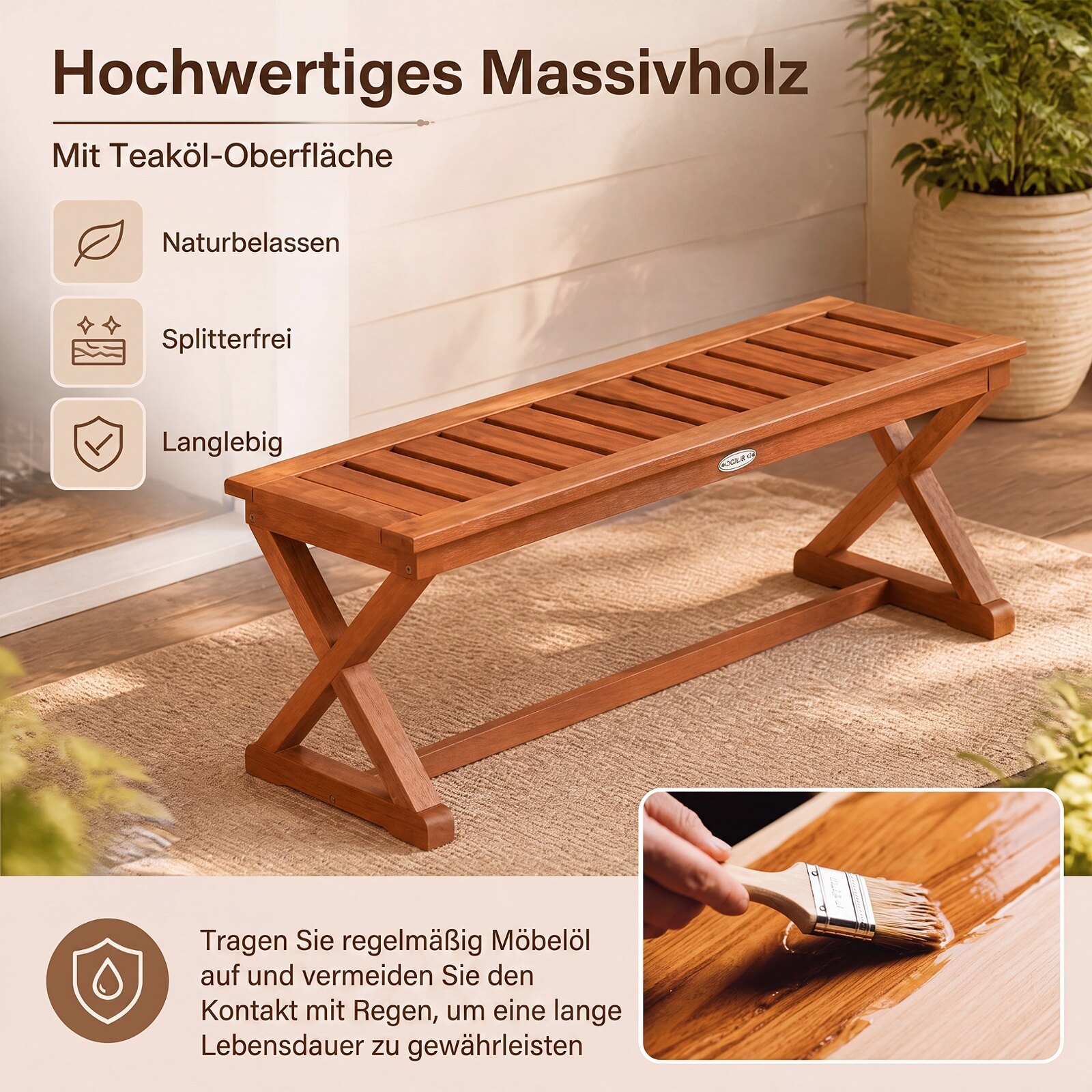 Kahekohaline 112 cm täispuidust aiapink liistudega istmega terrassile, pargile, rõdule – 1 tk