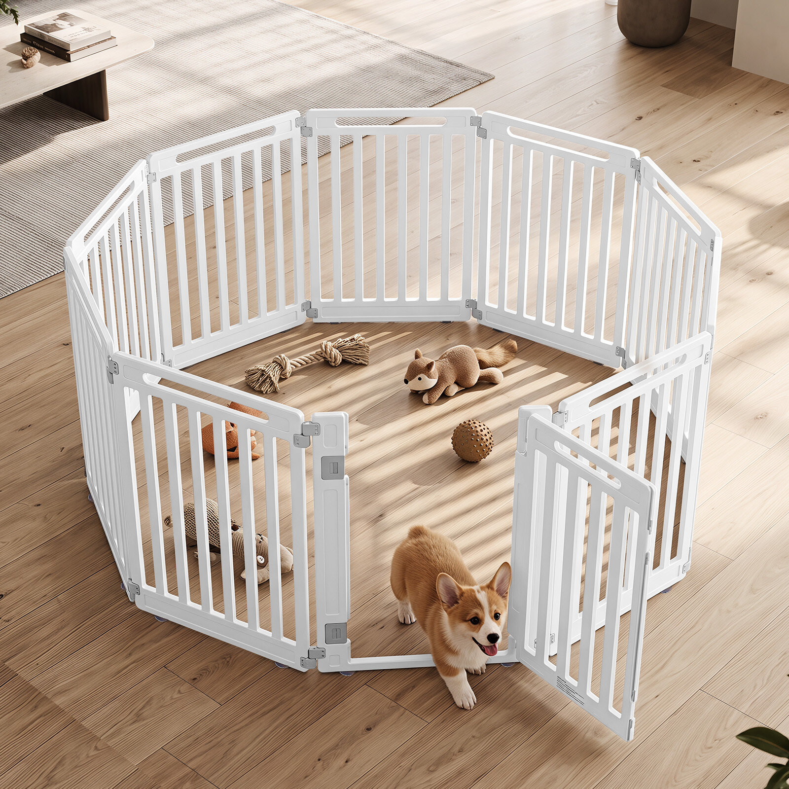 31.5″ Height Indoor Outdoor Dog Playpen with 10 Panels-White