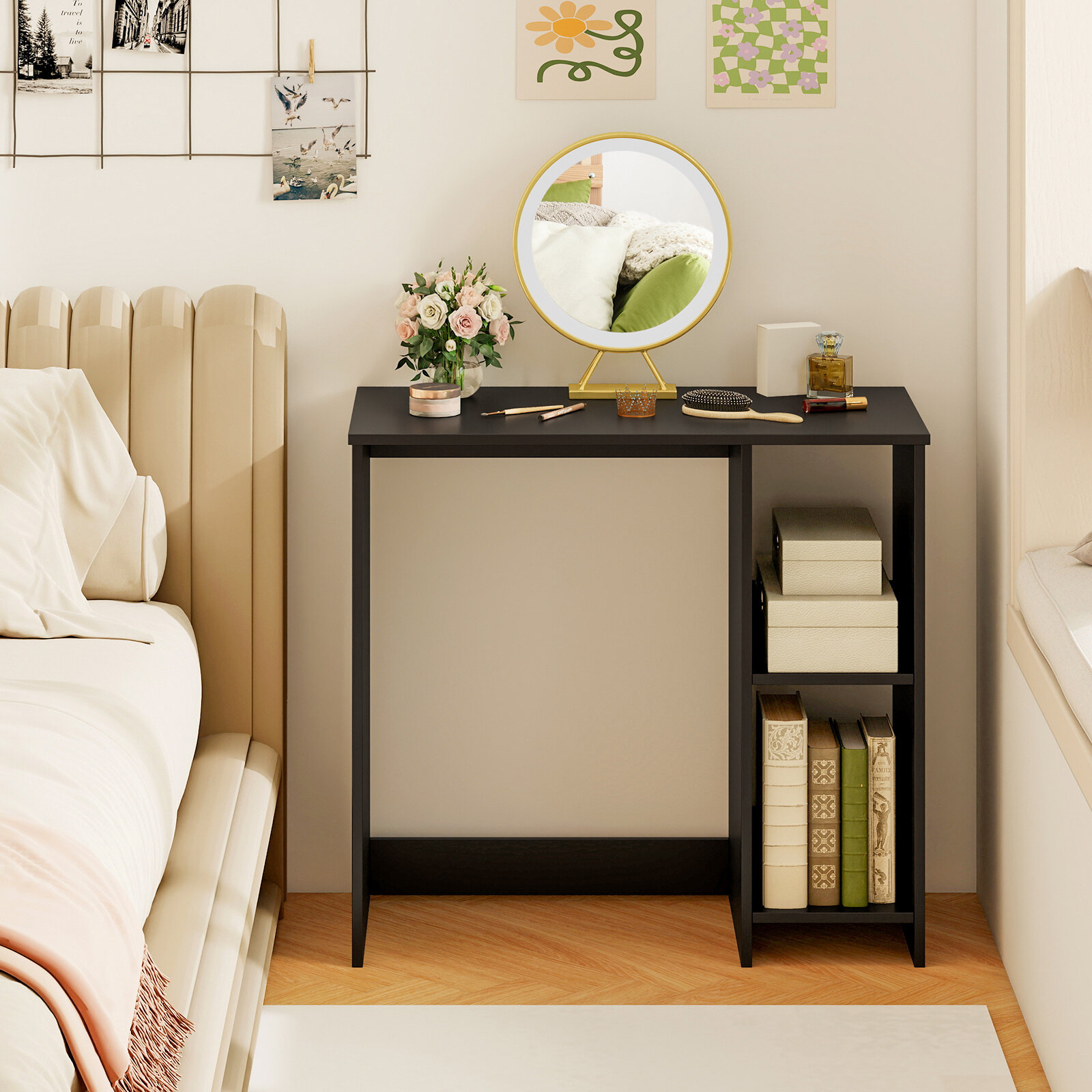 80 cm kodukontori laud väikesesse ruumi - must