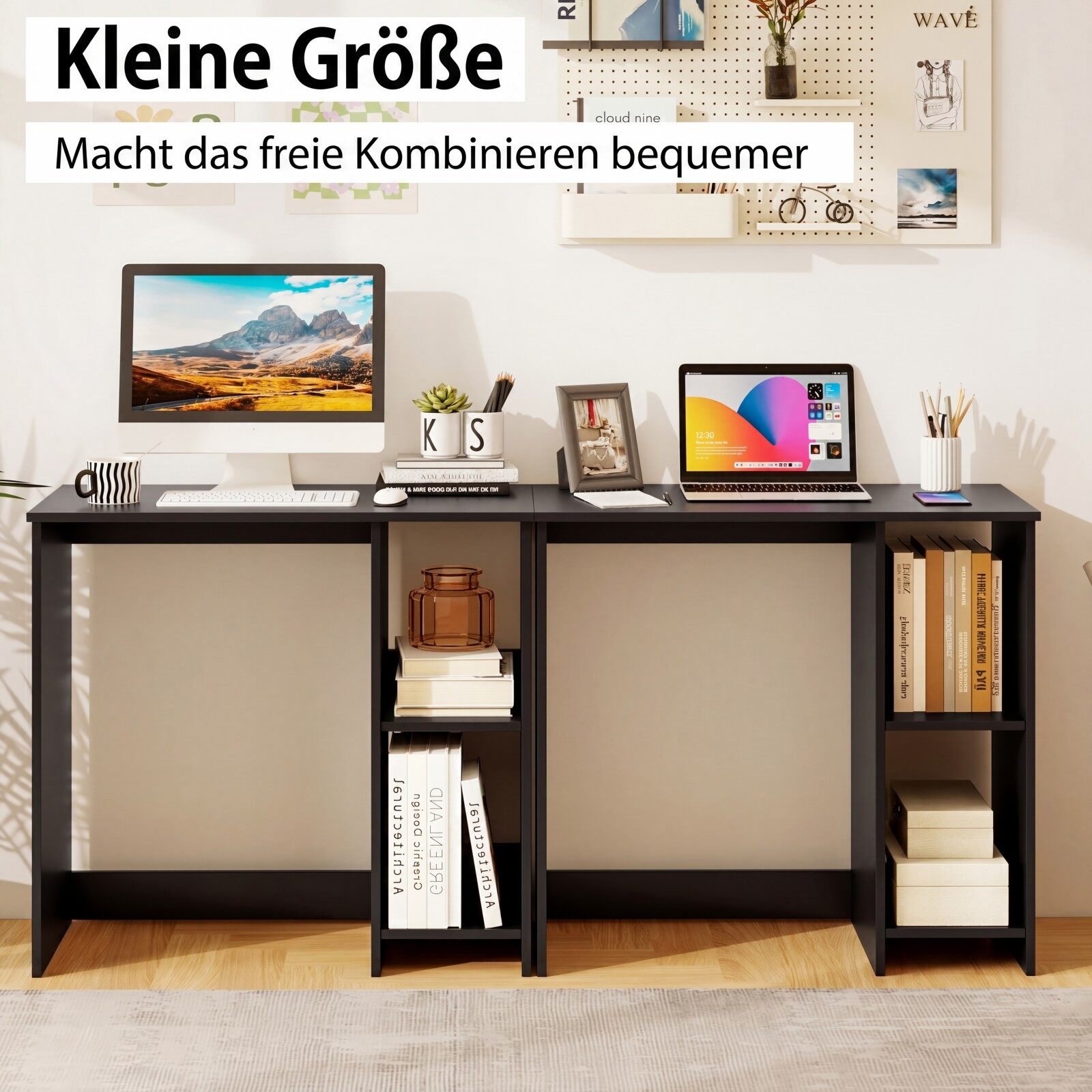 80 cm kodukontori laud väikesesse ruumi - must