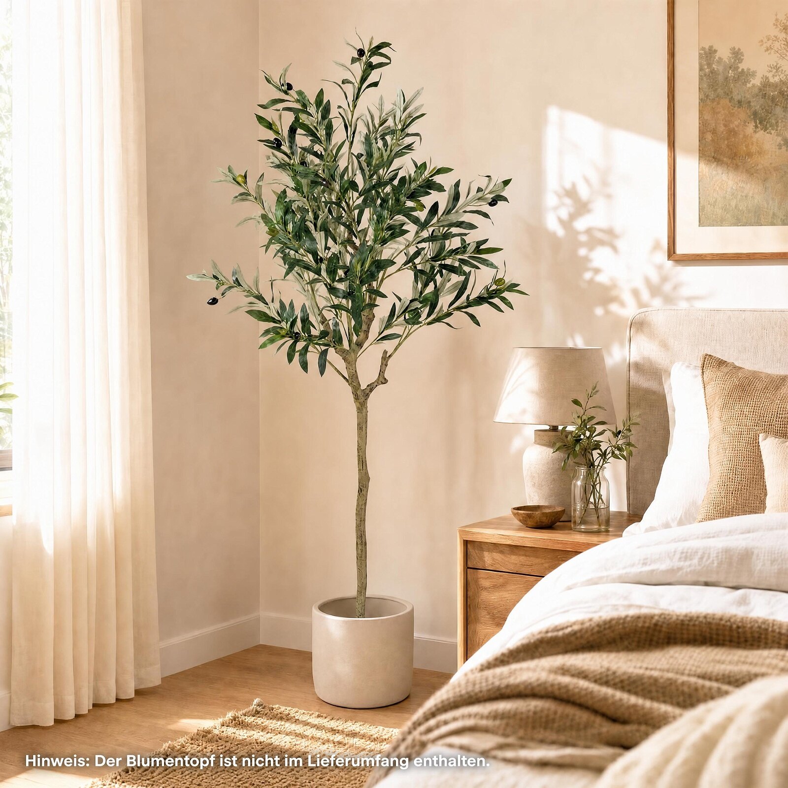 Set of 1 150 cm Artificial Olive Tree with 24 Olive Fruits and 576 Silk Leaves