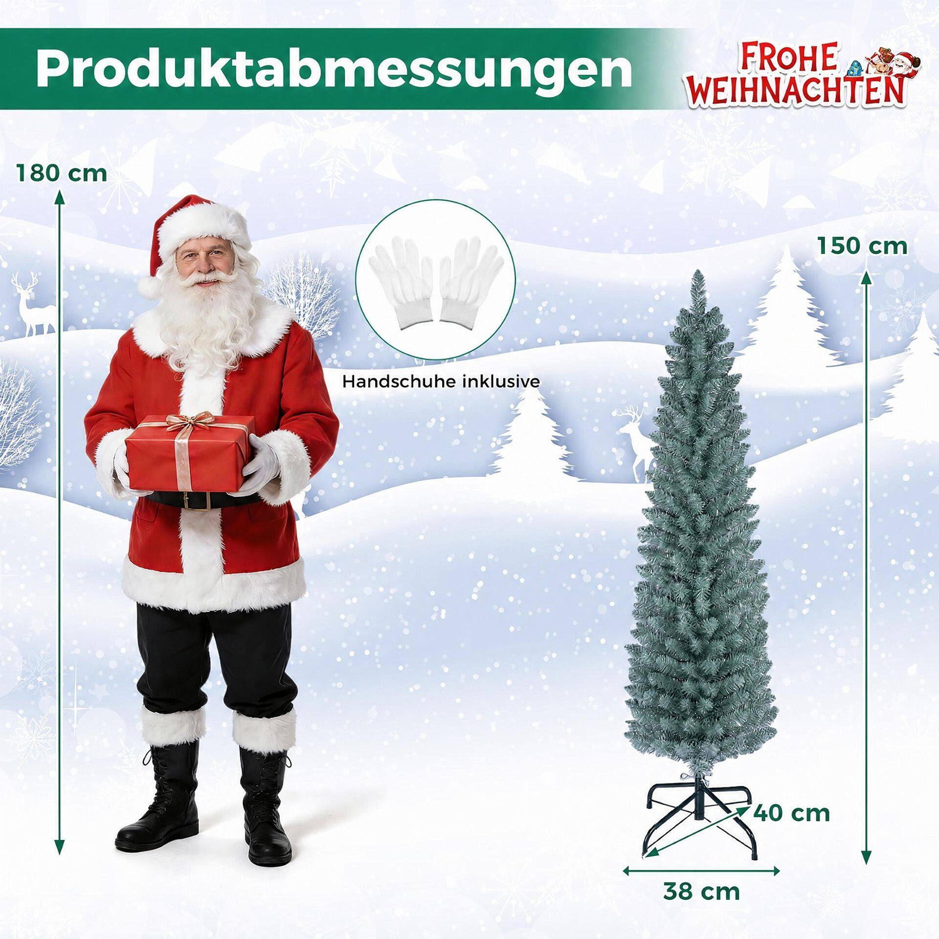 1,5/1,8/2,1 m kunstkuusk 210/320/418/535 mm PVC oksaotstega – 1,5 m