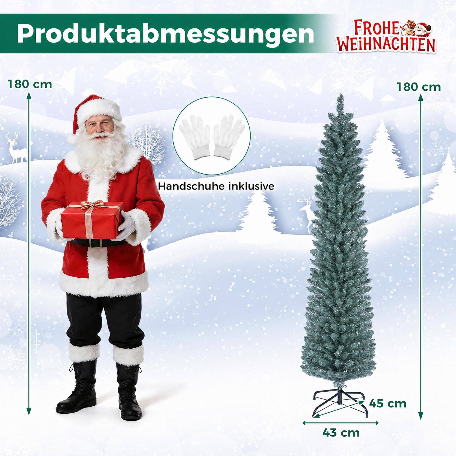 1,5/1,8/2,1/2,4 meetri pikkune kunstkuusk 210/320/418/535 mm PVC oksaotstega – 1,8 m