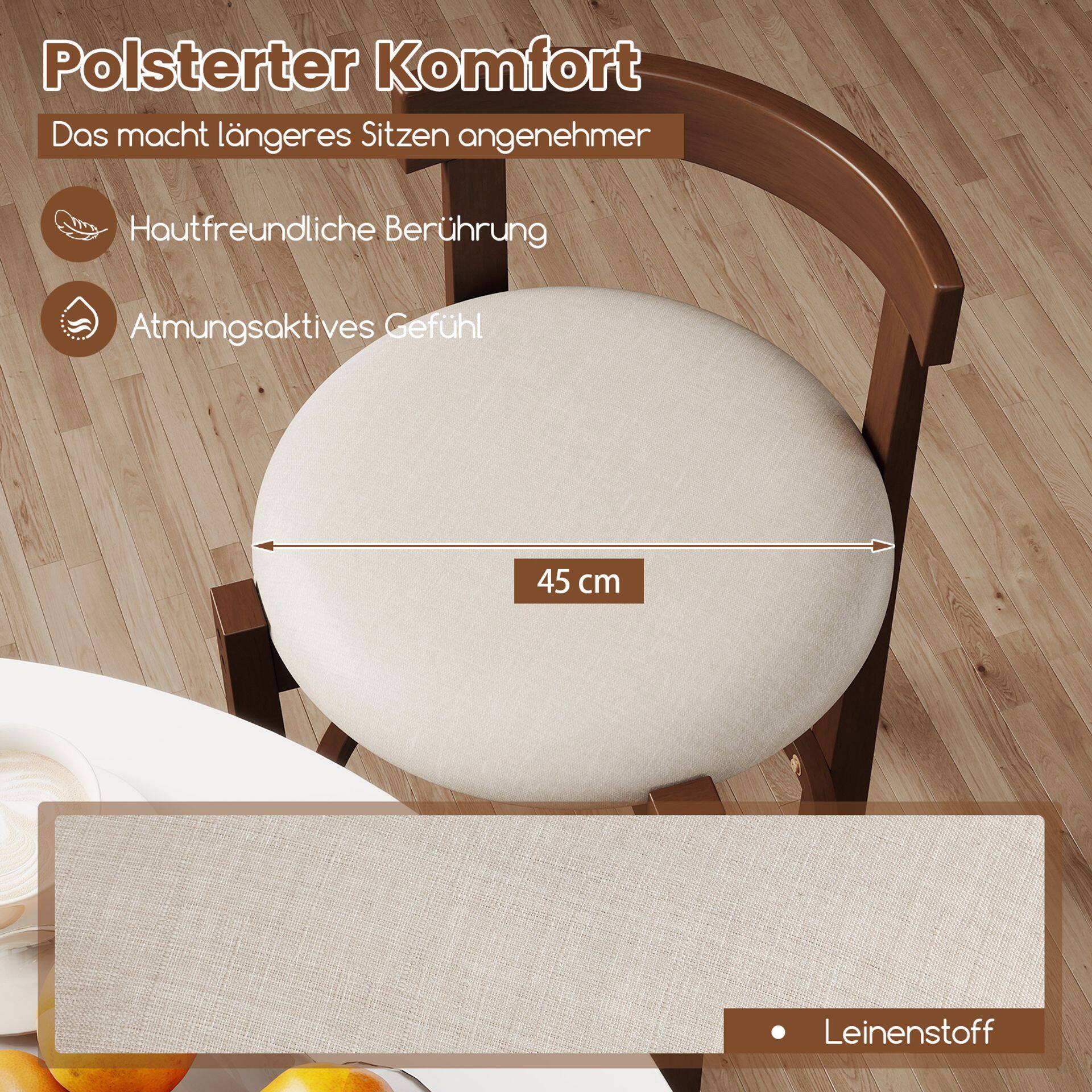 61 cm baaritoolide komplekt, 2 tk, seljatoe ja jalatugedega – beež