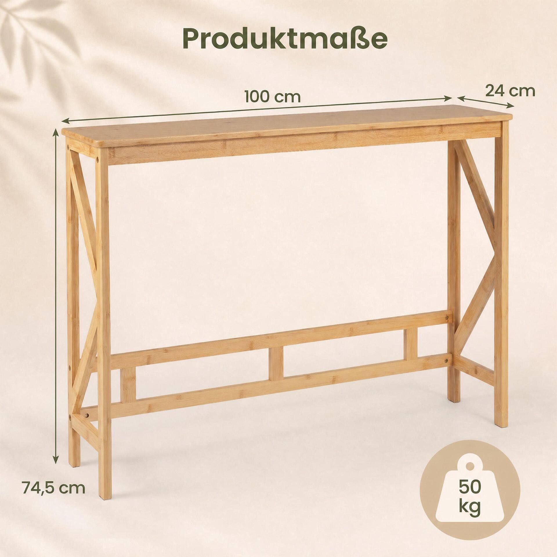100 cm bambusest konsoollaud kitsasse esikusse - naturaalne