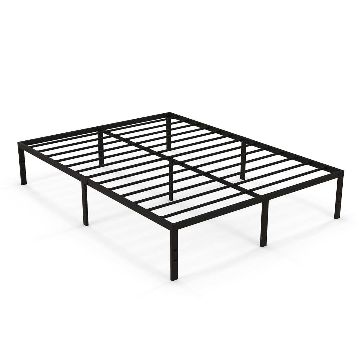36 cm kõrge kuningasuuruses voodiraamiga, metallplatvormvoodi liistudega, voodi all panipaigaga, madratsi alus, must