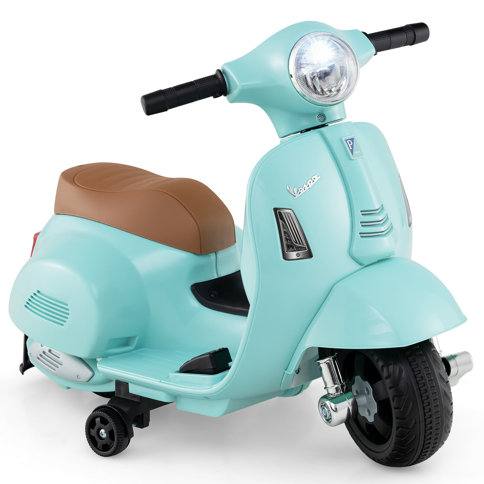 Litsentseeritud Vespa laste elektrimootorratas 6 V akutoitel mootorratas LED-esitulega sinine