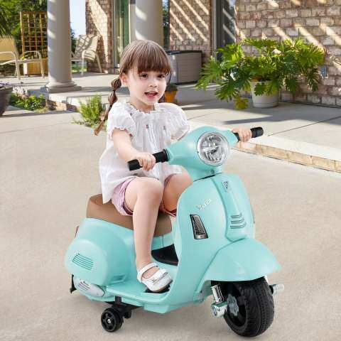 Litsentseeritud Vespa laste elektrimootorratas 6 V akutoitel mootorratas LED-esitulega sinine