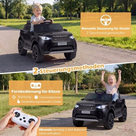 12 V Land Rover laste elektriauto vedrustusega LED-muusika juhtmevaba lastele alates 3. eluaastast must
