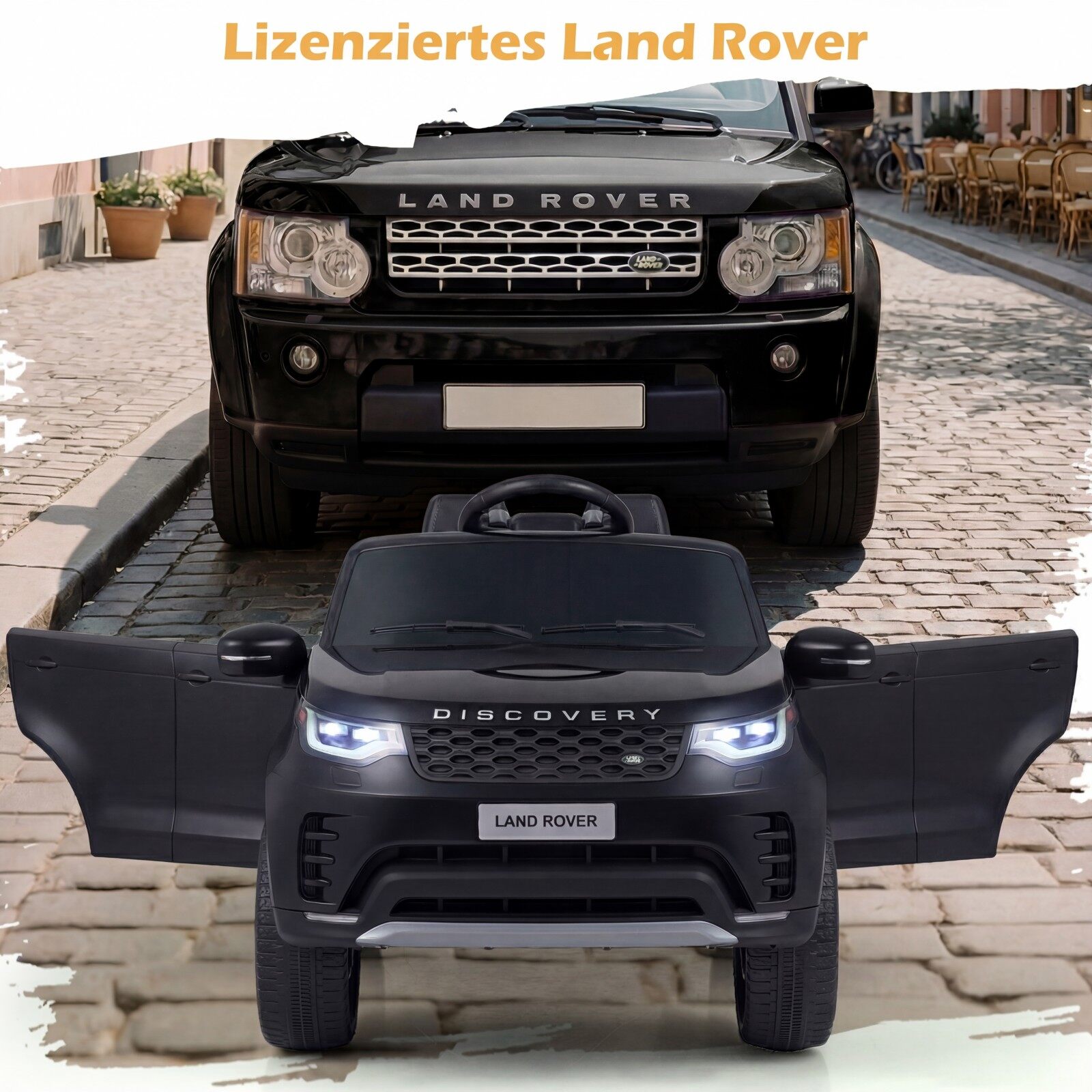 12 V Land Rover laste elektriauto vedrustusega LED-muusika juhtmevaba lastele alates 3. eluaastast must