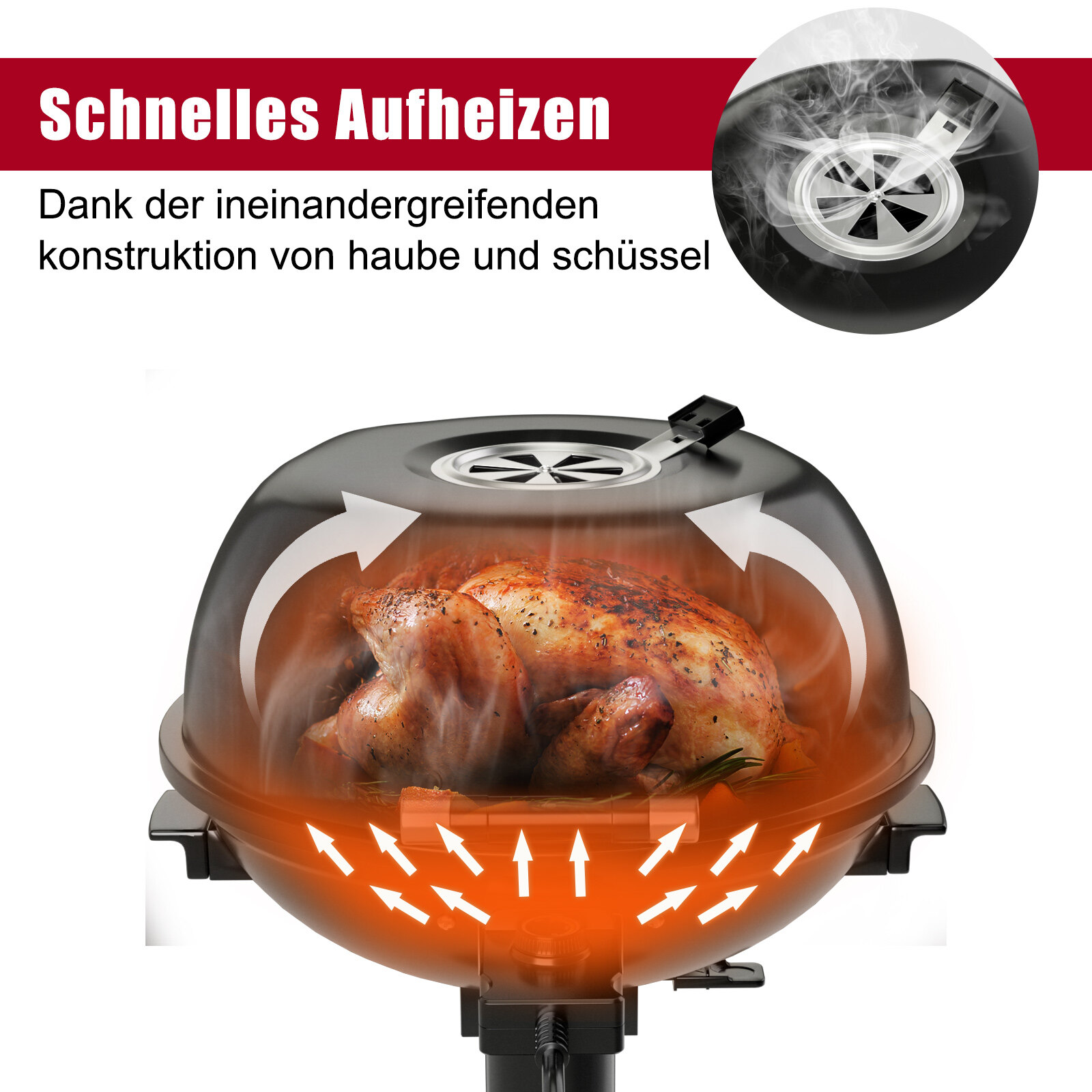 Elektriline BBQ-grill, kaasaskantav alusgrill eemaldatava mittenakkuva soojendusrestiga, must