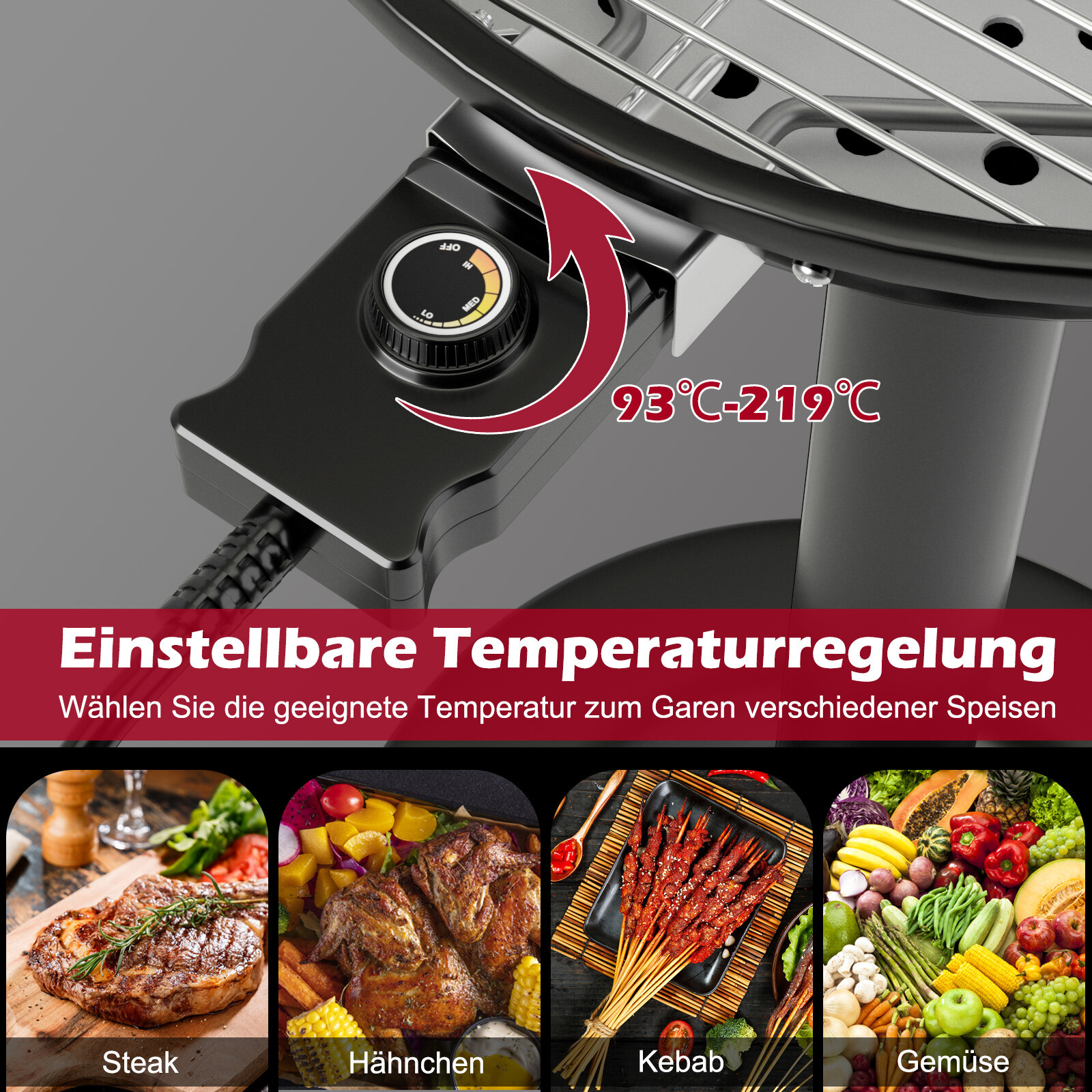 Elektriline BBQ-grill, kaasaskantav alusgrill eemaldatava mittenakkuva soojendusrestiga, must