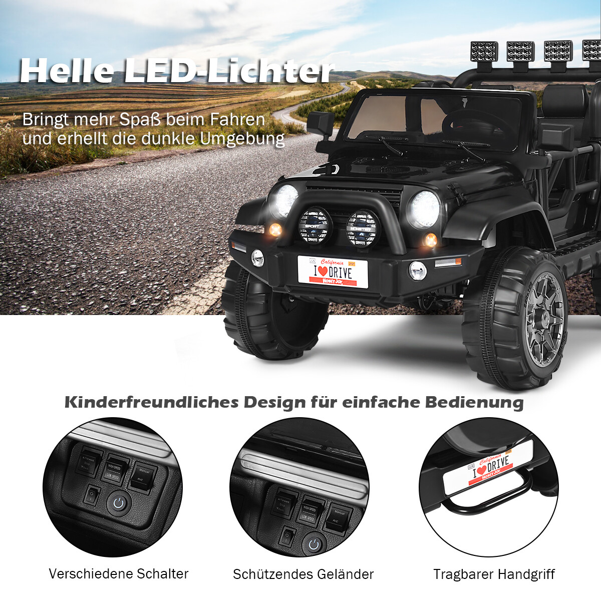 12 V elektriauto akutoitel elektriauto 2 istmega 123 x 80 x 80 cm must