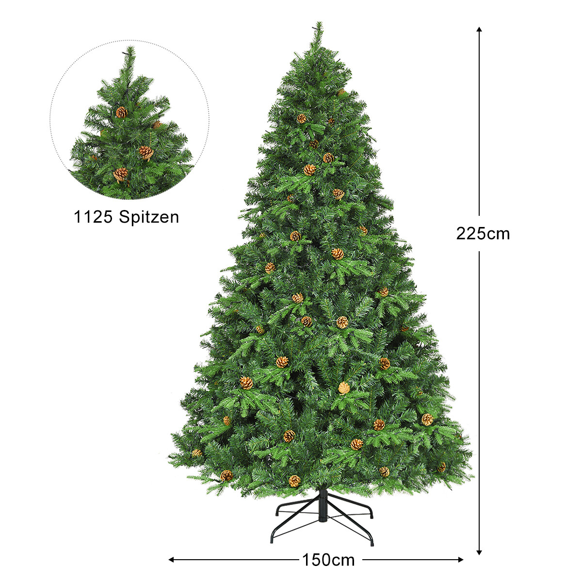 Kunstlik jõulupuu LED-tuledega 225 cm