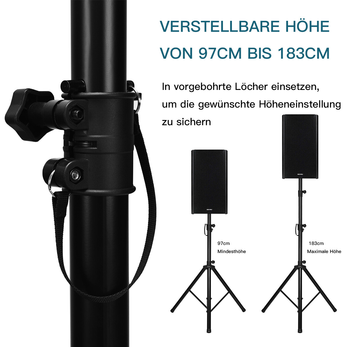 Kõlarialused 97–183 cm Kõrguse reguleerimisega kõlarialus must