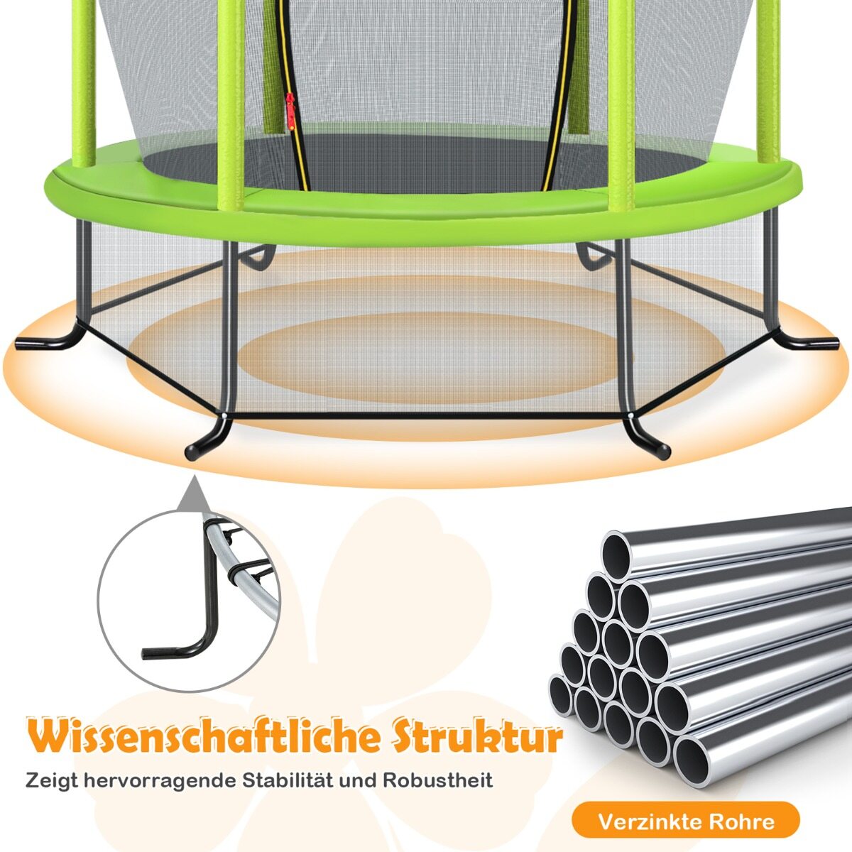 Ø140cm aiabatuut turvavõrguga, kandevõime kuni 135 kg, lastele alates 3. eluaastast, roheline