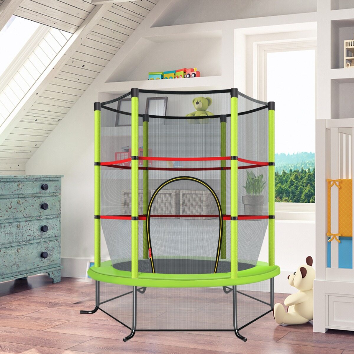 Ø140cm aiabatuut turvavõrguga, kandevõime kuni 135 kg, lastele alates 3. eluaastast, roheline
